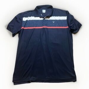 Callaway Men's Opti-Dri Polo Shirt - Black and Gray with Red Stripe sz L
